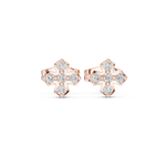 14K Solid Gold Lab Diamond Clover Cluster Earrings, Rose Gold