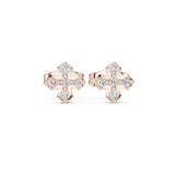 14K Solid Gold Lab Diamond Clover Cluster Earrings, Rose Gold