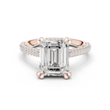 Gold Ring DDLR-260, Emerald center stone, Rose Gold