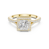 Gold Ring DDLR-043, Princess center stone, Yellow Gold, view 4