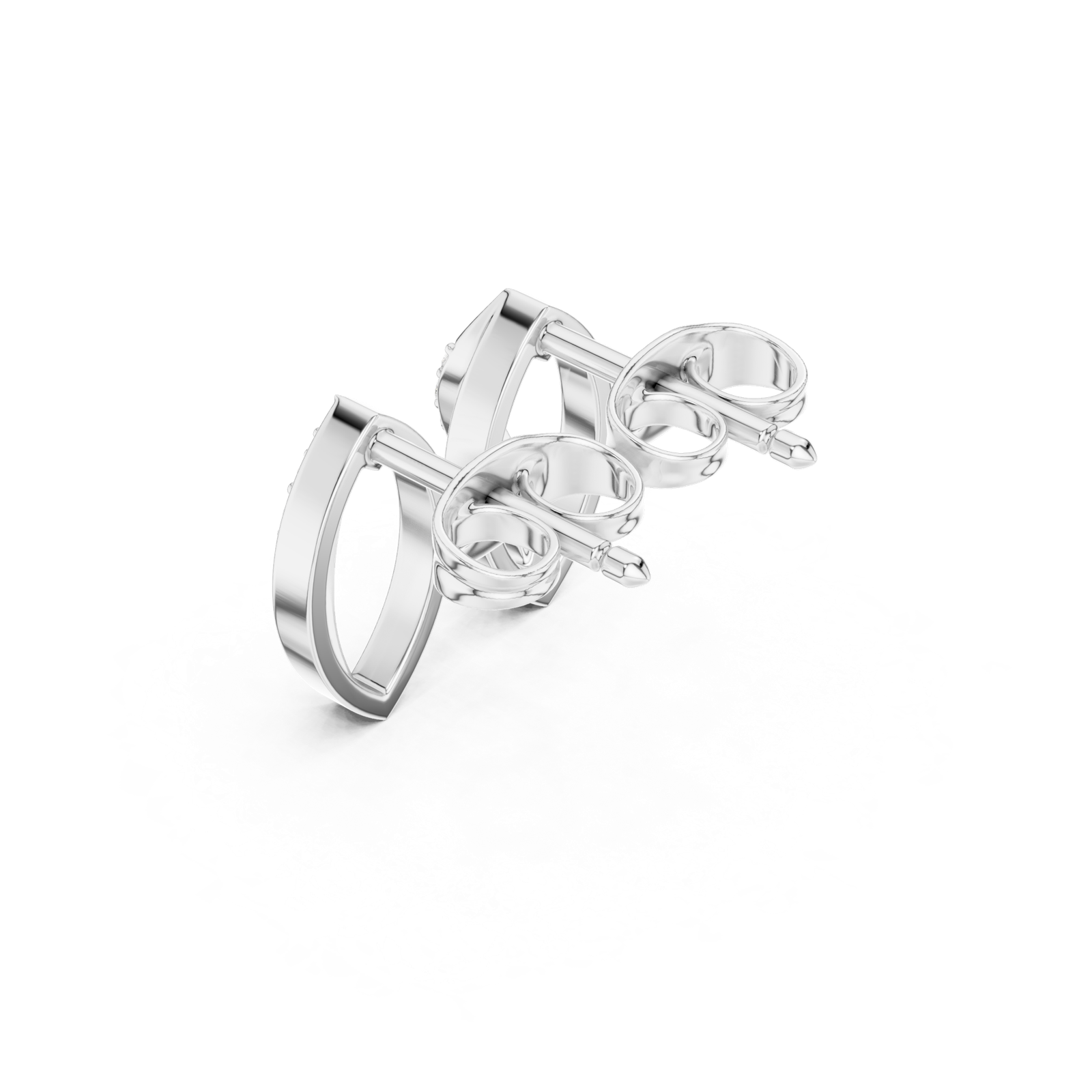 Gold Earrings SBER(26), White Gold, view 2