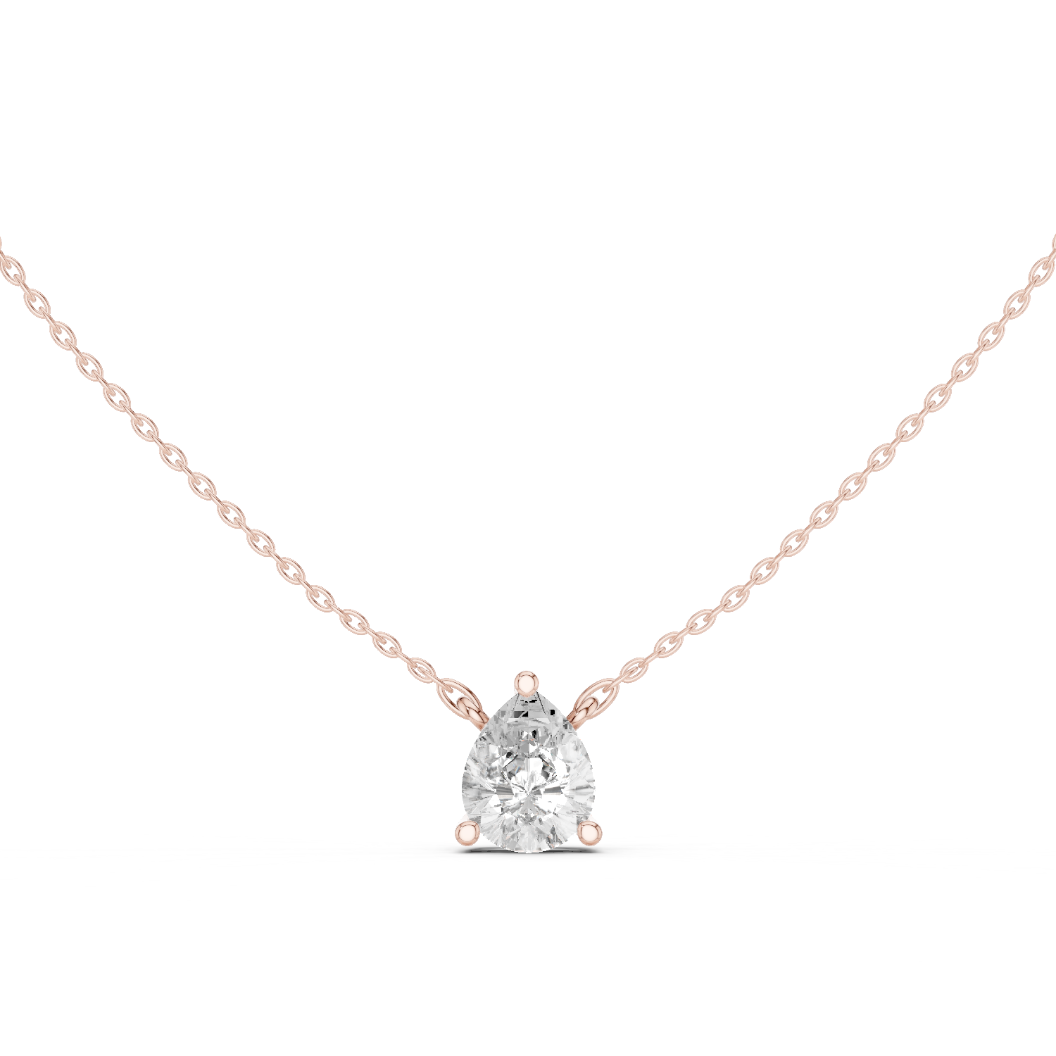 Gold Jewelry DDPO-001, Pear center stone, Rose Gold