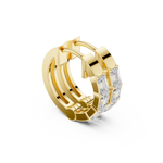 14K Solid Gold Lab Diamond Huggie Earrings, Yellow Gold, view 1