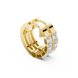 14K Solid Gold Lab Diamond Huggie Earrings, Yellow Gold, view 1
