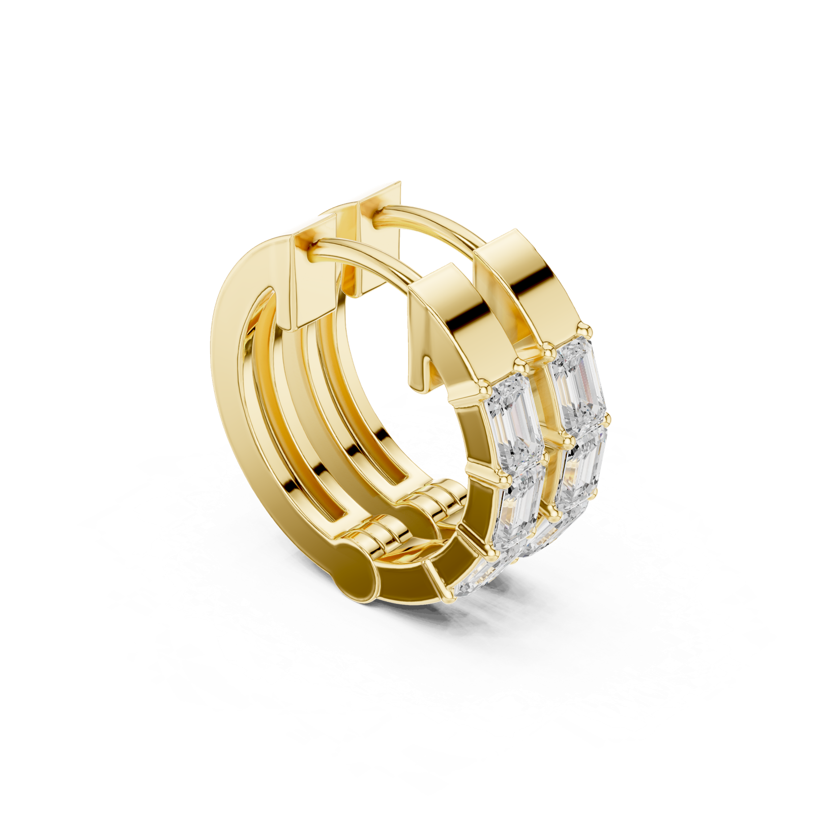 14K Solid Gold Lab Diamond Huggie Earrings, Yellow Gold, view 1