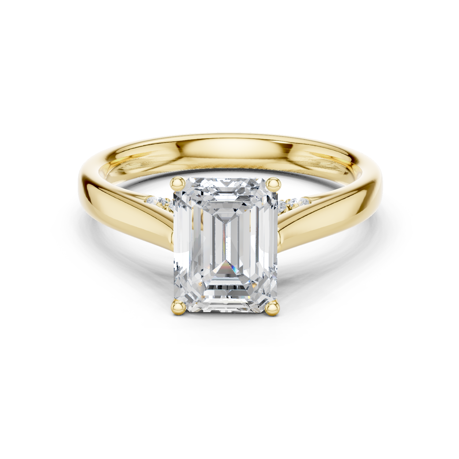 Gold Jewelry, Emerald center stone, Yellow Gold