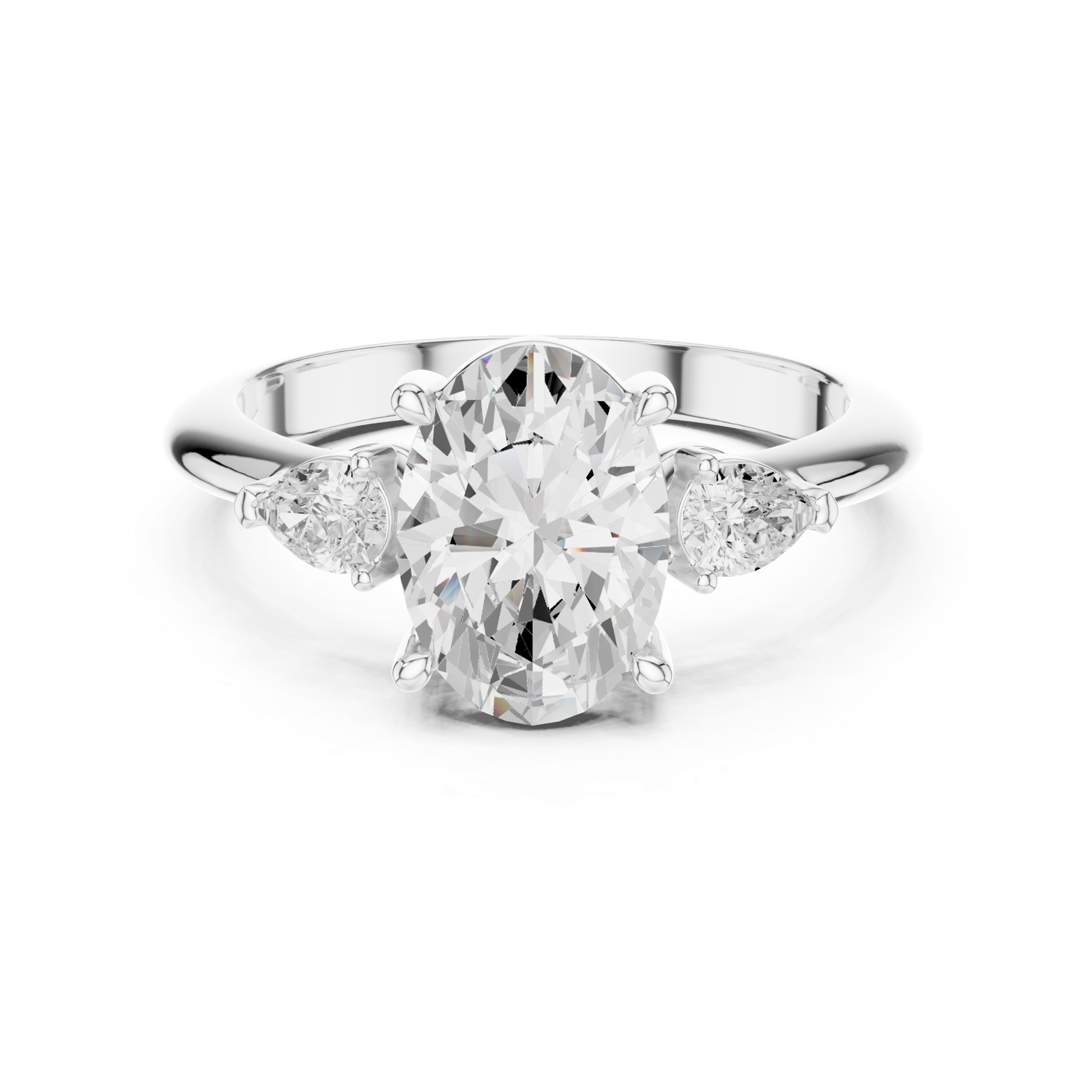 Gold Jewelry L35-66, Oval center stone, White Gold, view 4