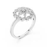14K Solid Gold Lab Diamond Flower Cluster Ring, White Gold, view 2