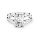 Gold Jewelry L36-9, Oval center stone, White Gold