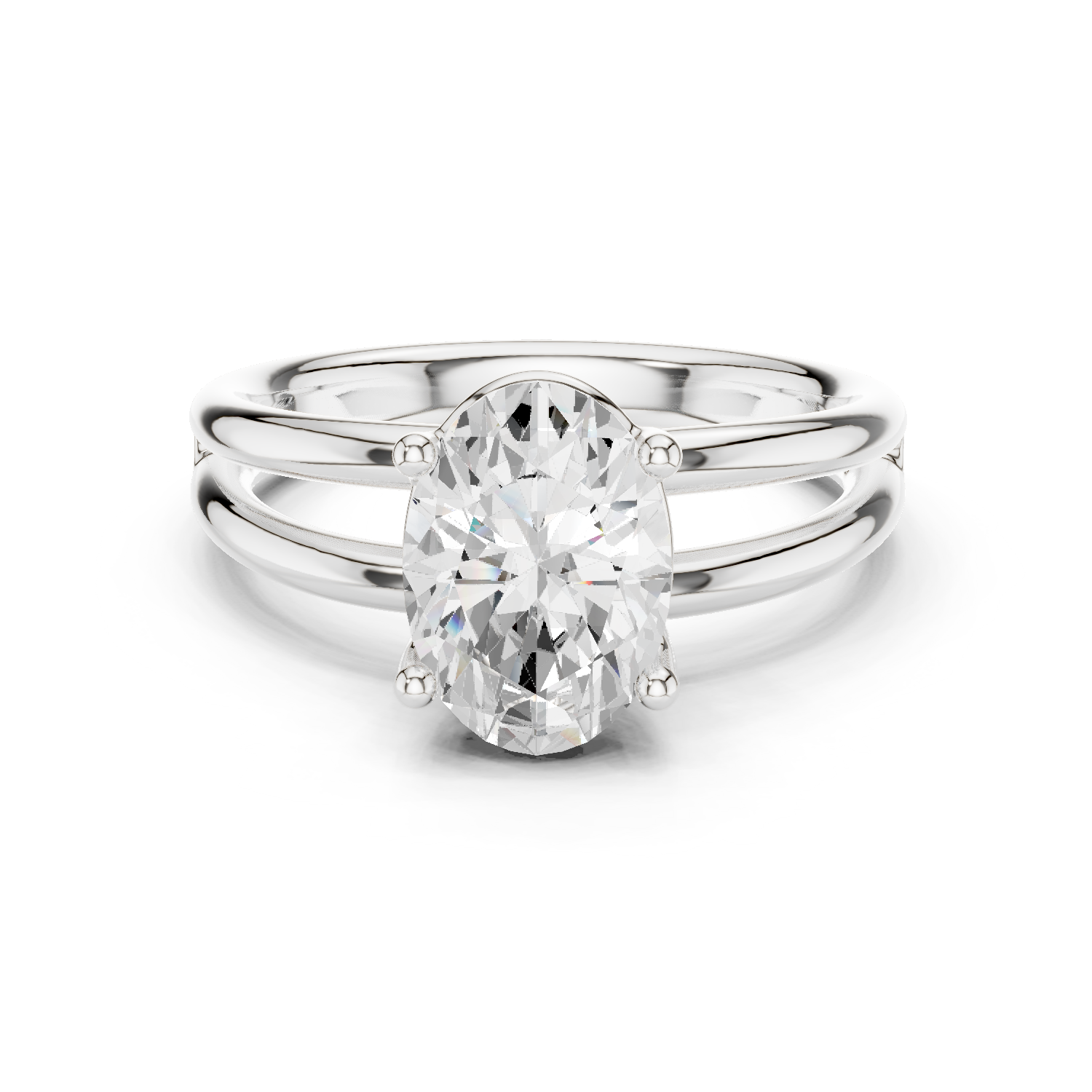 Gold Jewelry L36-9, Oval center stone, White Gold