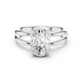 Gold Jewelry L36-9, Oval center stone, White Gold