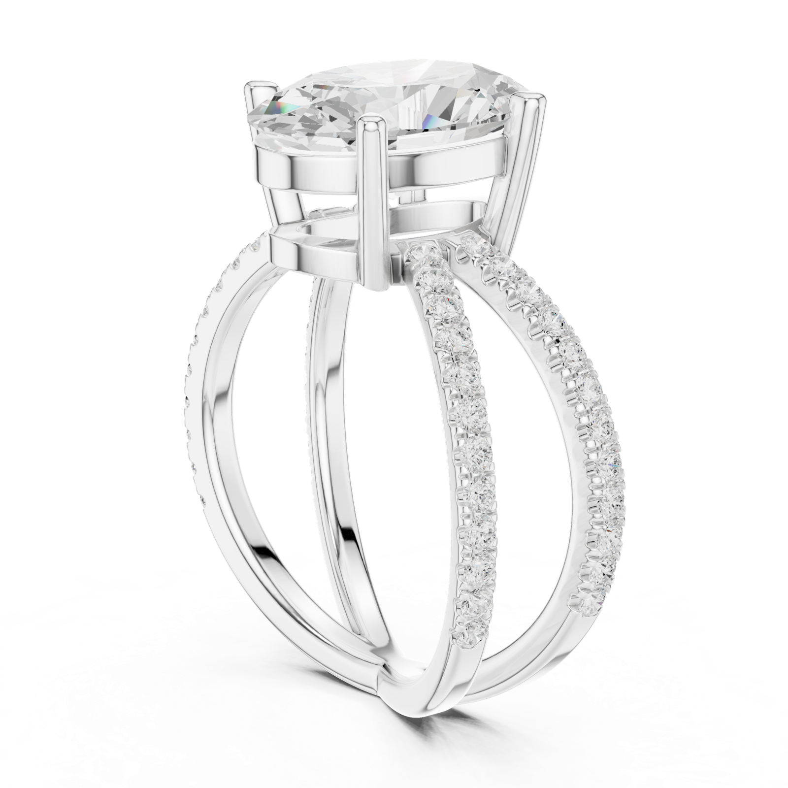 Gold Jewelry L36-25, Oval center stone, White Gold, view 1