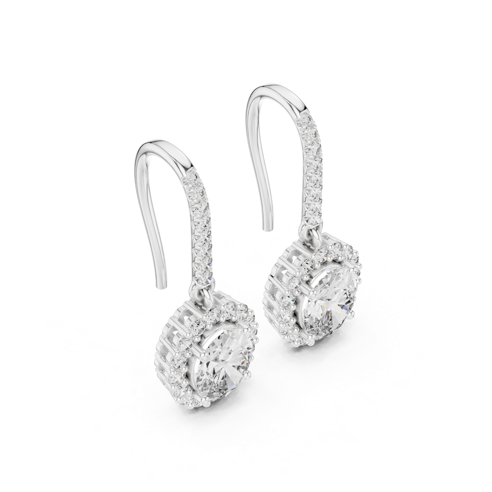 Gold Earrings 3-10010E_155_M, White Gold, view 2