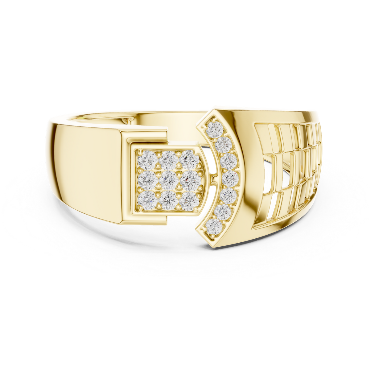 14K Solid Gold Lab Diamond Cluster Ring, Yellow Gold