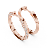 14K Solid Gold Lab Diamond Huggie Earrings, Rose Gold, view 2
