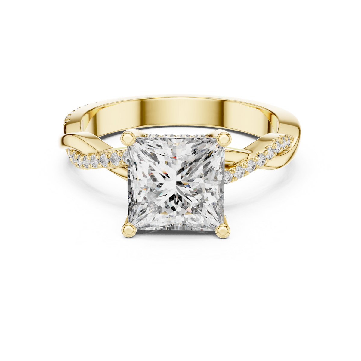 14K Solid Gold Lab Diamond Solitaire Ring, Yellow Gold