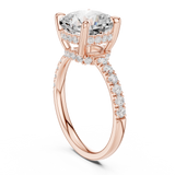 Gold Ring, Cushion center stone, Rose Gold, view 1