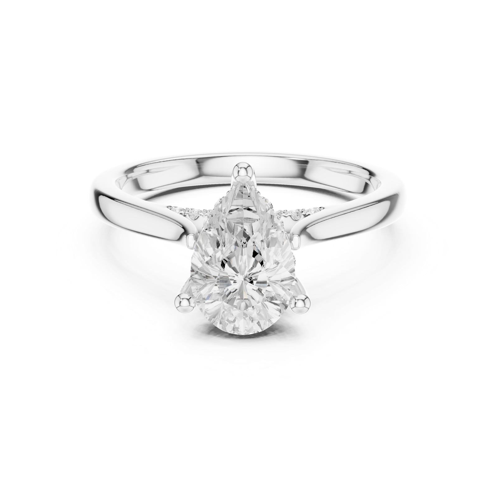 Gold Ring DDLR-163, Pear center stone, White Gold, view 4