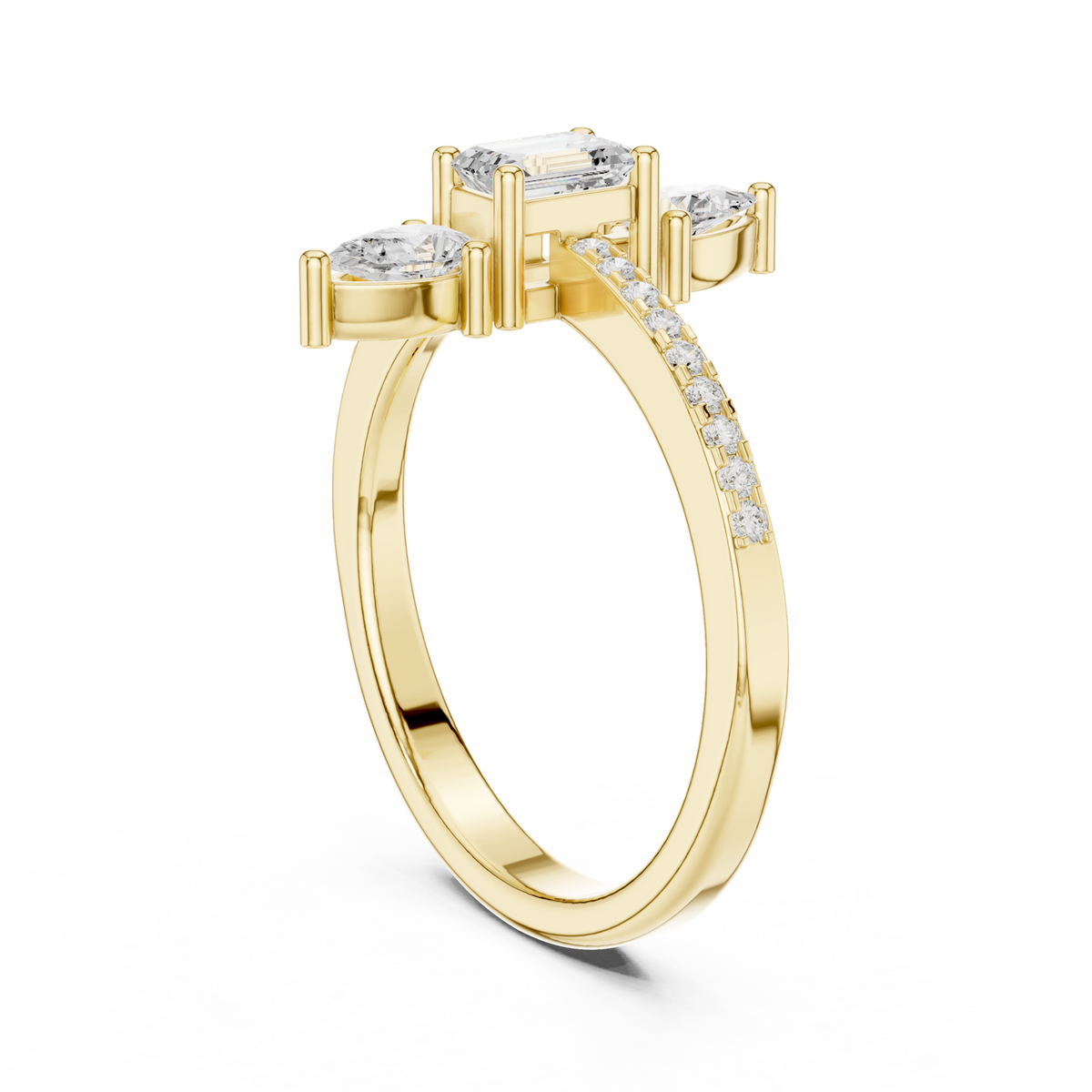 14K Solid Gold Lab Diamond Solitaire Ring, Yellow Gold, view 1