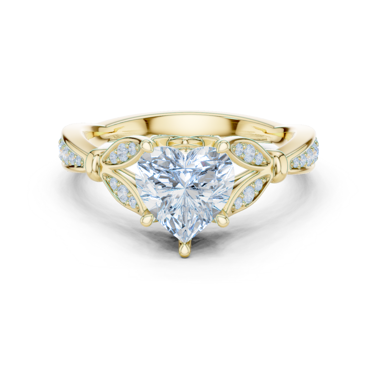 14K Solid Gold Lab Diamond Solitaire Ring, Yellow Gold