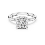 Gold Ring, Cushion center stone, White Gold, view 4
