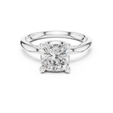 Gold Ring, Cushion center stone, White Gold, view 4