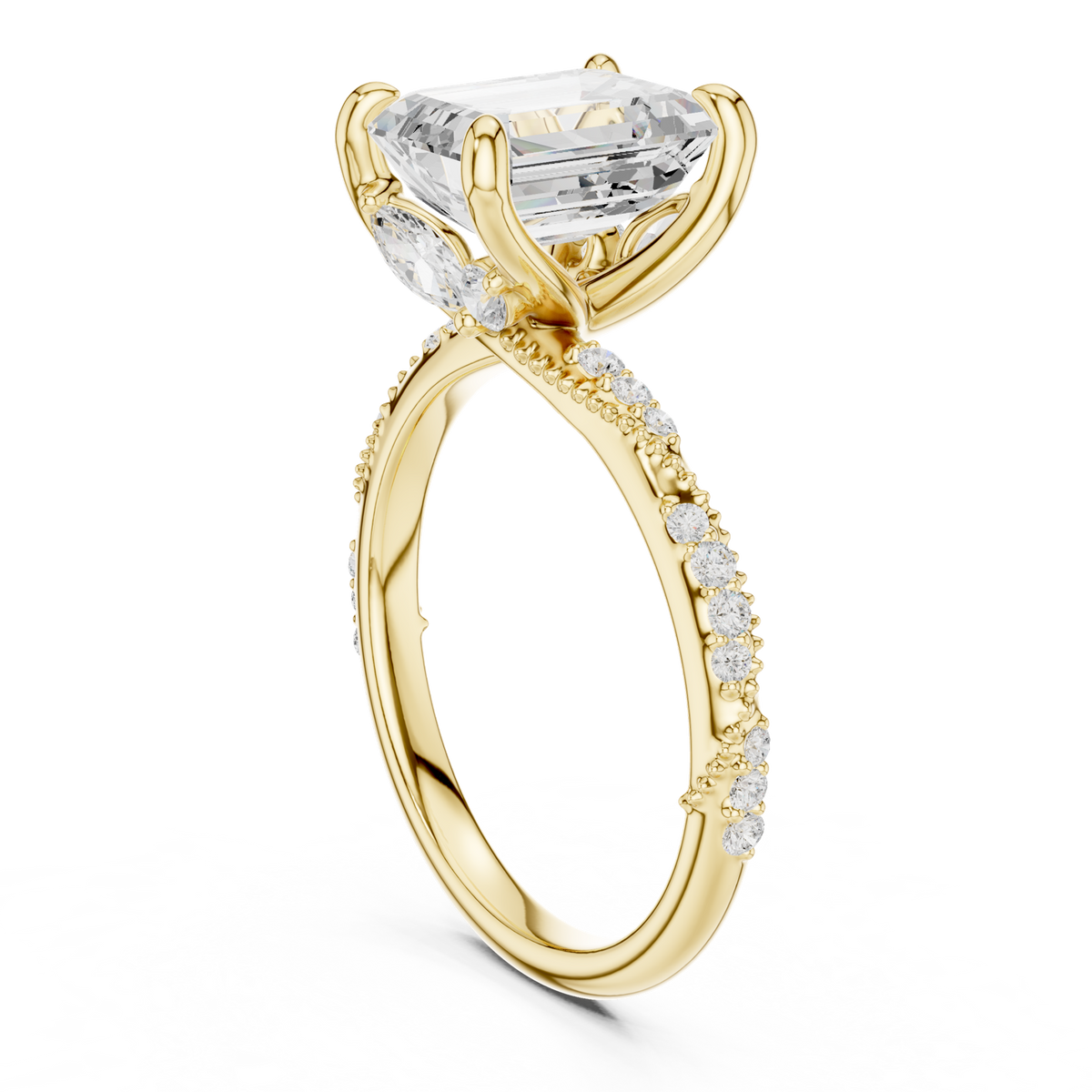 14K Solid Gold Lab Diamond Solitaire Ring, Yellow Gold, view 1