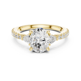Gold Ring DDLR-037, Oval center stone, Yellow Gold, view 4