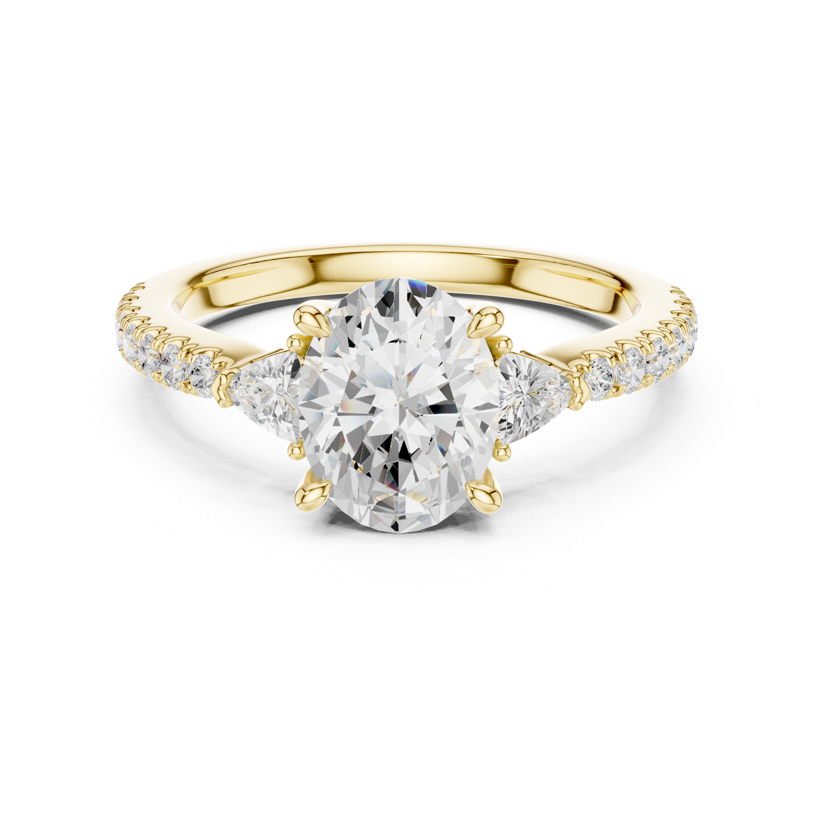 Gold Ring DDLR-037, Oval center stone, Yellow Gold, view 4