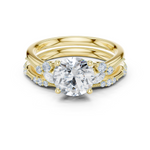 Gold Ring DDLR-299, Round center stone, Yellow Gold