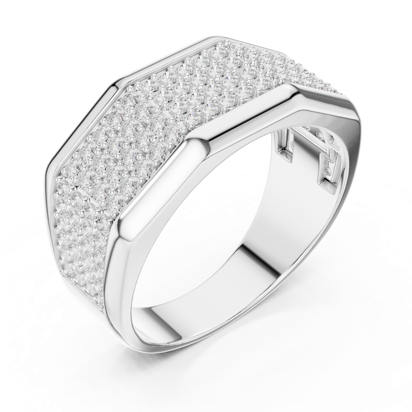 Gold Men's Ring GGR-0004, White Gold, view 2