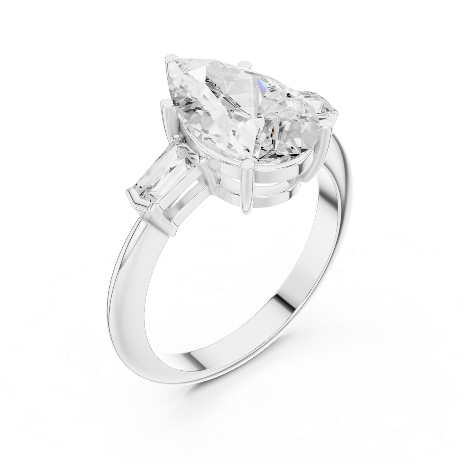Gold Jewelry L35-67, Pear center stone, White Gold, view 2
