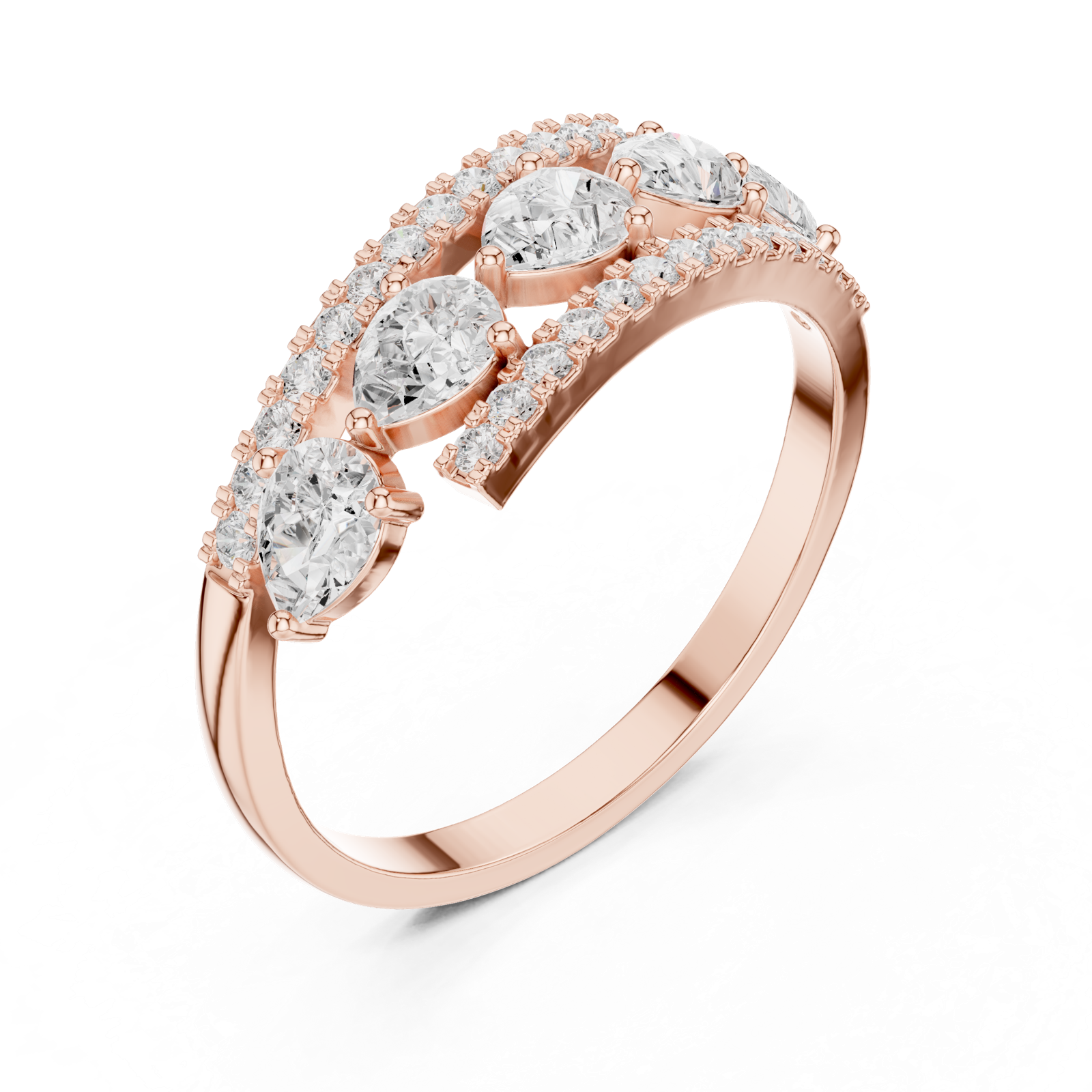 Gold Ring HLR-81, Rose Gold, view 2