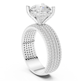 Gold Ring, Round center stone, White Gold, view 1