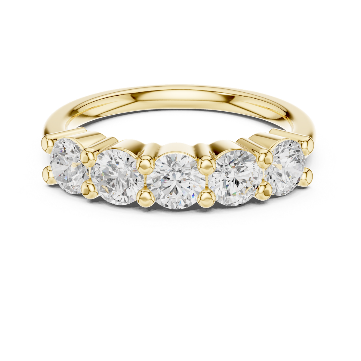 14K Solid Gold Lab Diamond Band Ring, Yellow Gold