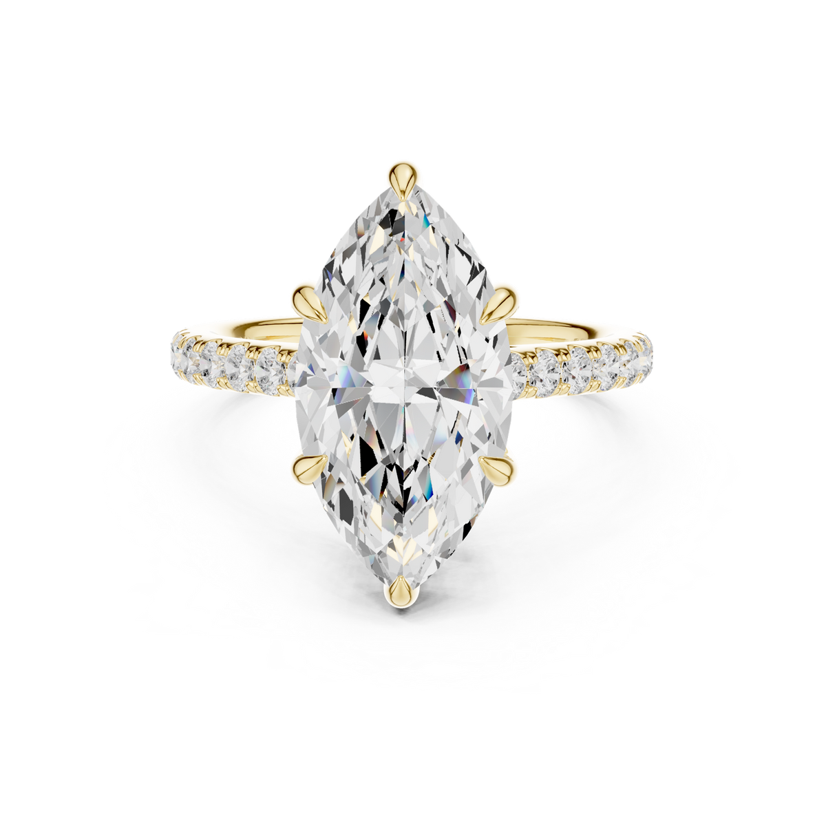 14K Solid Gold Lab Diamond Solitaire Ring, Yellow Gold