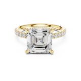 Gold Ring, Asscher center stone, Yellow Gold, view 4