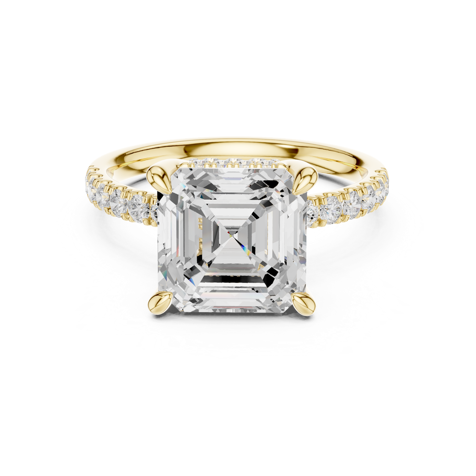 Gold Ring, Asscher center stone, Yellow Gold, view 4
