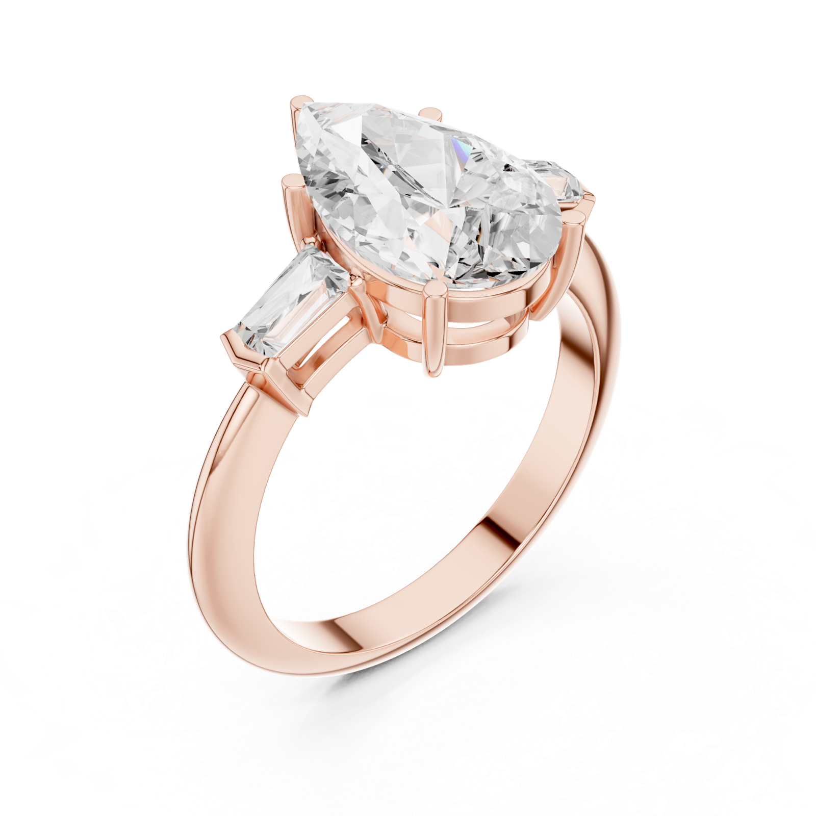Gold Jewelry L35-67, Pear center stone, Rose Gold, view 2
