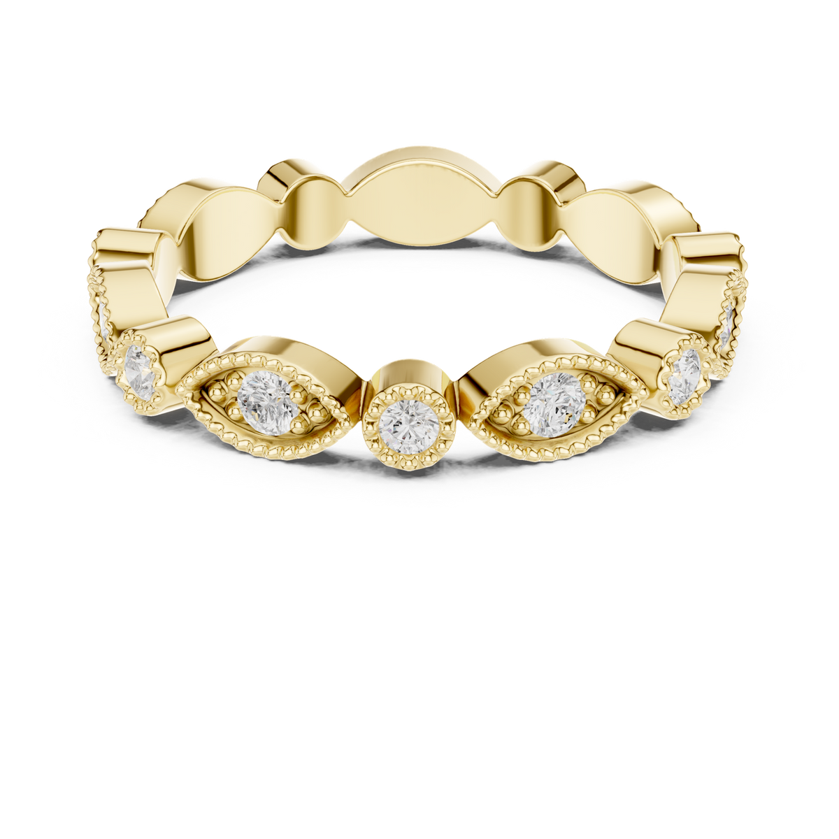 14K Solid Gold Lab Diamond Eternity Ring, Yellow Gold