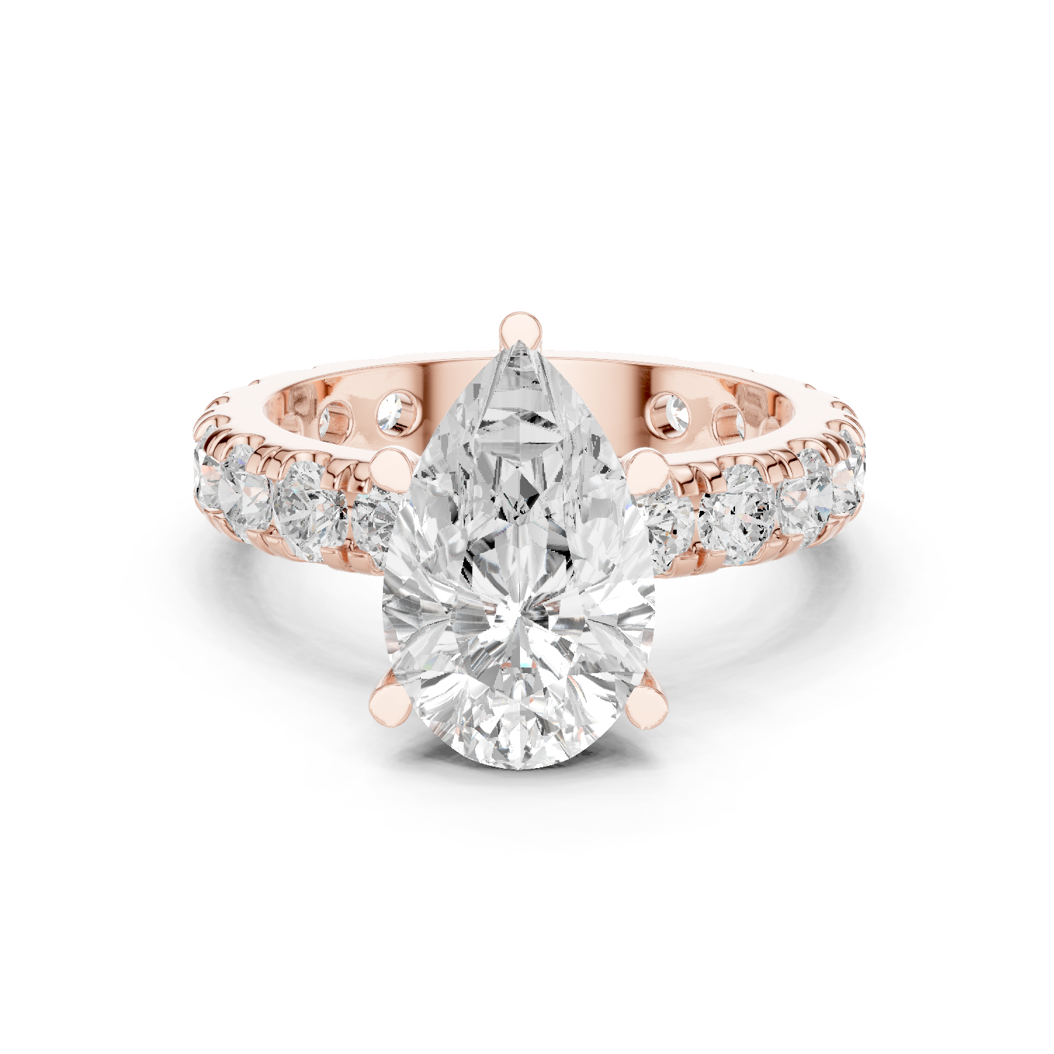 Gold Jewelry L35-63, Pear center stone, Rose Gold