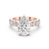 Gold Jewelry L35-63, Pear center stone, Rose Gold