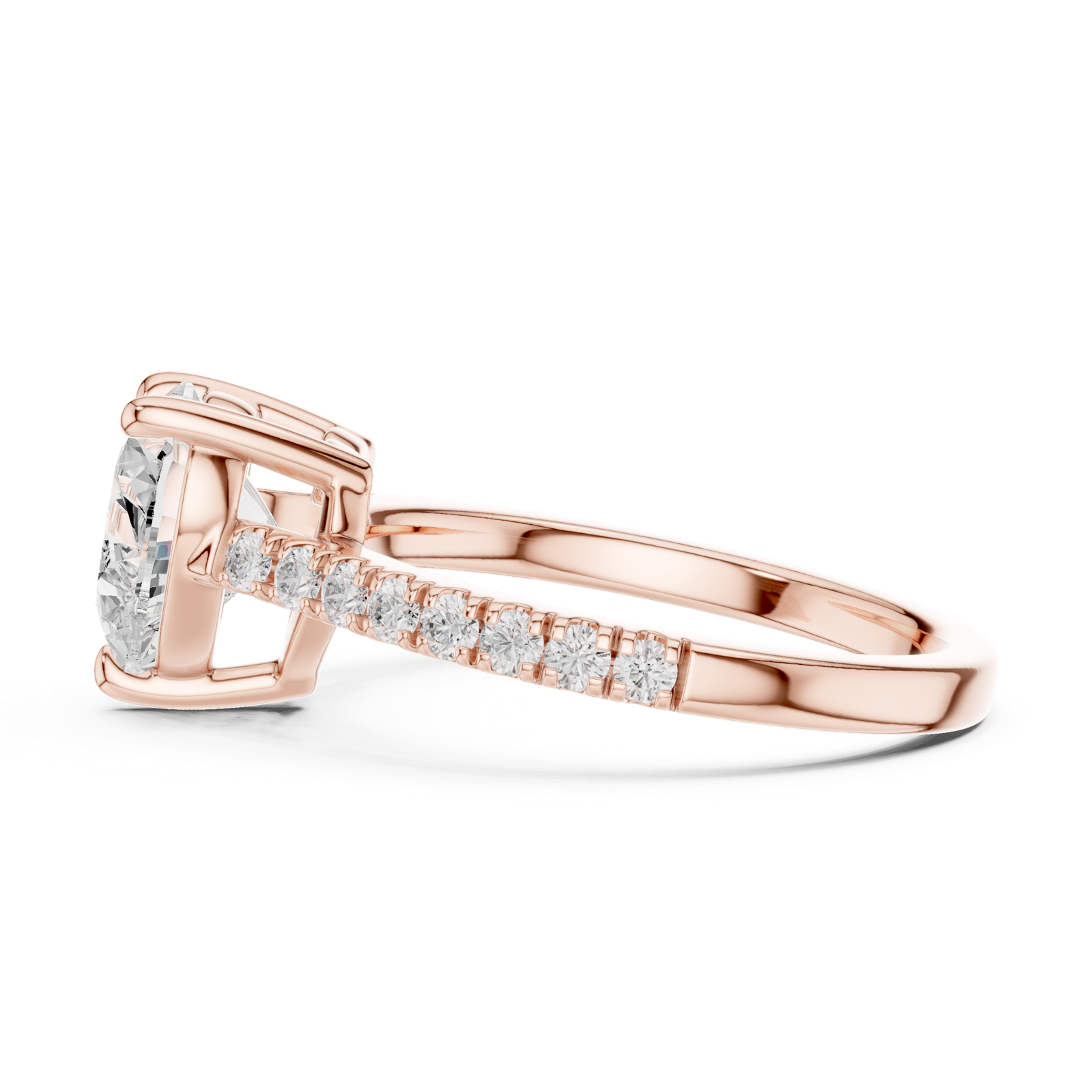 Gold Ring DDLR-039, Heart center stone, Rose Gold, view 3
