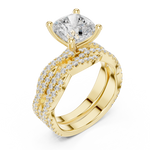 Gold Ring, Cushion center stone, Yellow Gold, view 2
