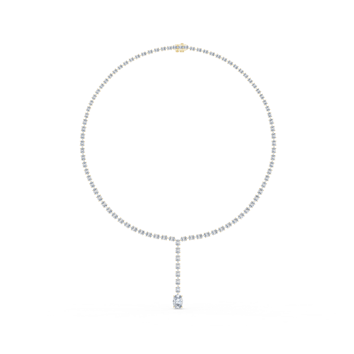 14K Solid Gold Lab Diamond Tennis Necklace, Yellow Gold