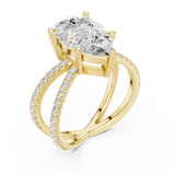 Gold Jewelry L36-25, Pear center stone, Yellow Gold, view 2