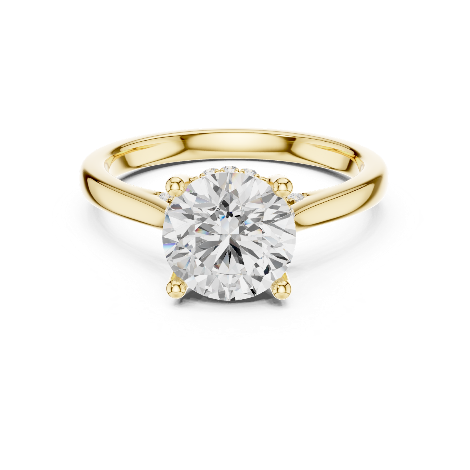 Gold Ring DDLR-163, Round center stone, Yellow Gold, view 4