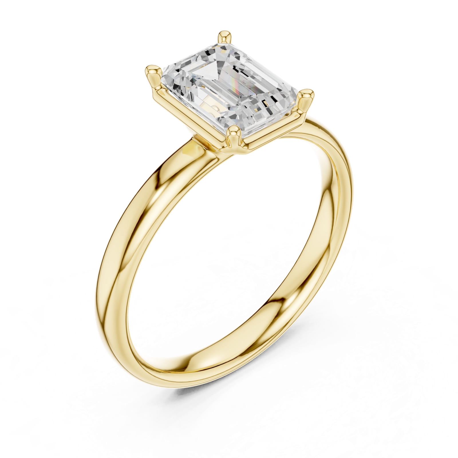 Gold Jewelry, Emerald center stone, Yellow Gold, view 2