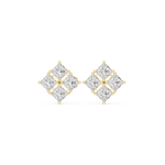 14K Solid Gold Lab Diamond Cluster Earrings, Yellow Gold