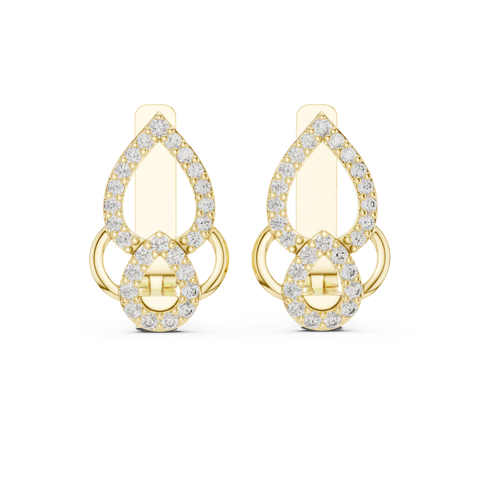 14K Solid Gold Lab Diamond Drop Earrings, Yellow Gold, view 4